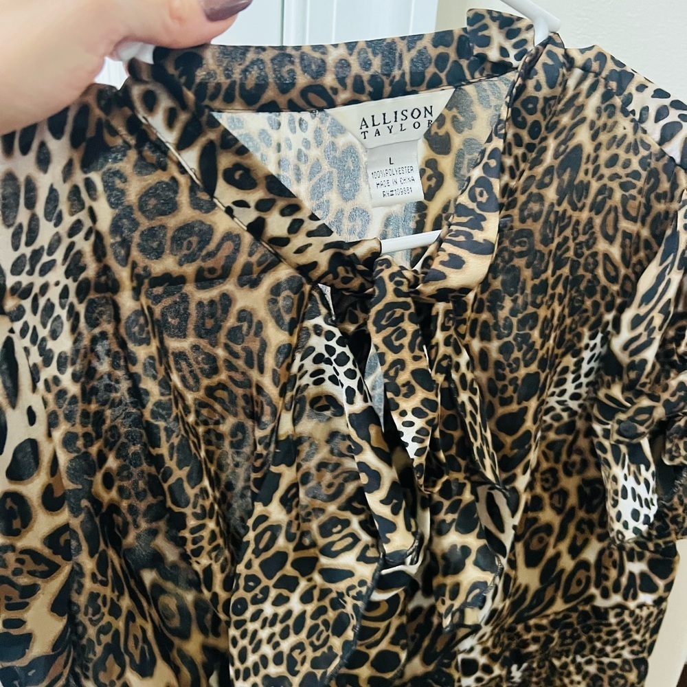 Allison Taylor Leopard Print Ruffle Blouse - Picture 4 of 5